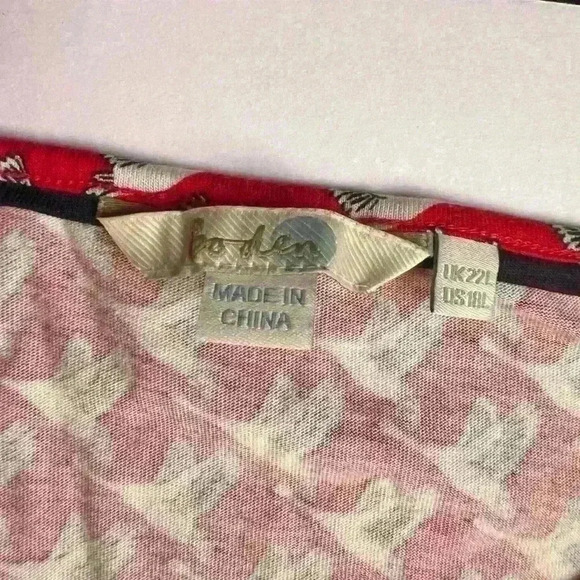 Boden Red Geese print Geometric Modal Tank Dress Size 18Long - Picture 2 of 8